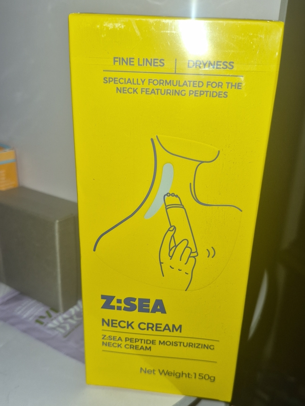 ZSea Bright Yellow Neck Cream — Peptide Moisturizer Built In Roller New